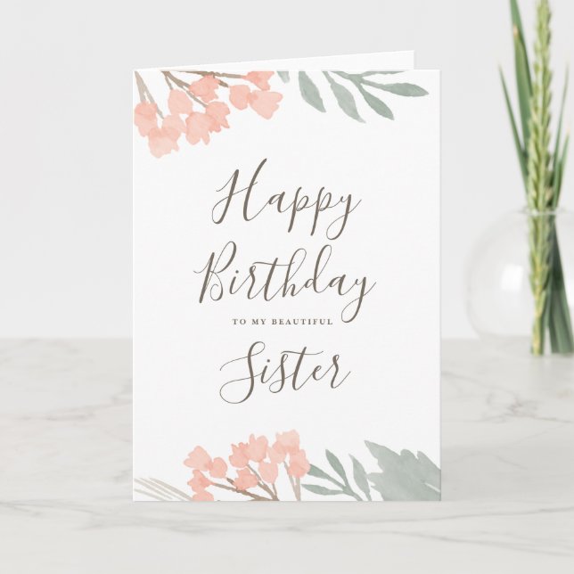 Joyeux anniversaire sœur carte florale de vœux (Devant)
