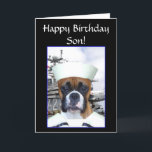 Joyeux anniversaire Son Marine Sailor Boxer Carte<br><div class="desc">Joyeux anniversaire Son Marine Sailor Boxer Chien carte de voeux</div>