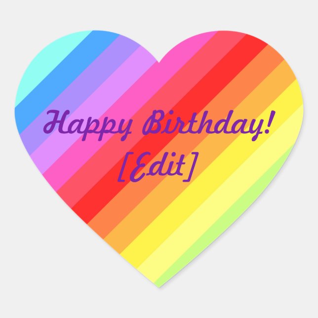 Joyeux anniversaire - Stickers Coeur Arc-en-ciel (Devant)