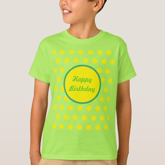 Joyeux anniversaire T-shirt enfant Neon vert et ja (Devant)