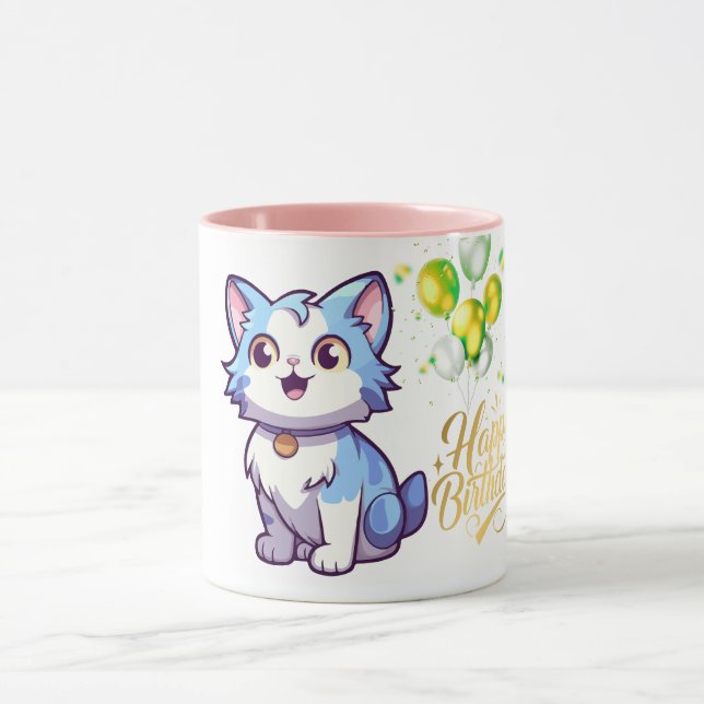 Joyeux Anniversaire Tasse à Café Chat – Cadeau Mig (Centre)
