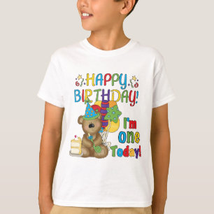 Joyeux anniversaire Teddy Bear 1er T-shirts et cad