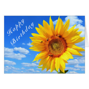 Joyeux anniversaire - Tournesol et abeilles sur le