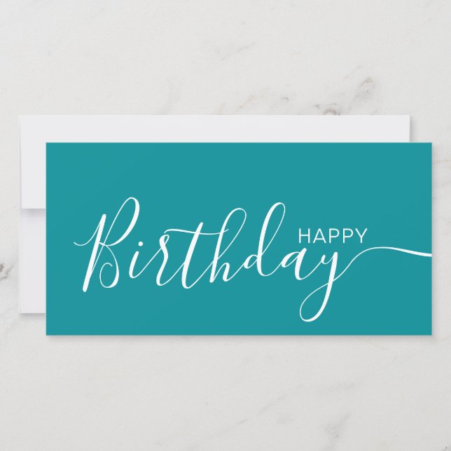 Joyeux Anniversaire Turquoise blanc moderne carte  (Devant)