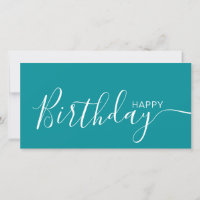 Joyeux Anniversaire Turquoise blanc moderne carte 