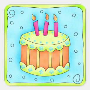 Joyeux Anniversaire Turquoise Cake Sticker Troisiè