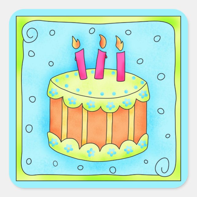 Joyeux Anniversaire Turquoise Cake Sticker Troisiè (Devant)