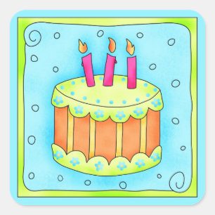 Joyeux Anniversaire Turquoise Cake Sticker Troisiè