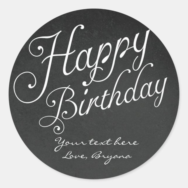 Joyeux Anniversaire type Tableau Craie Autocollant (Devant)