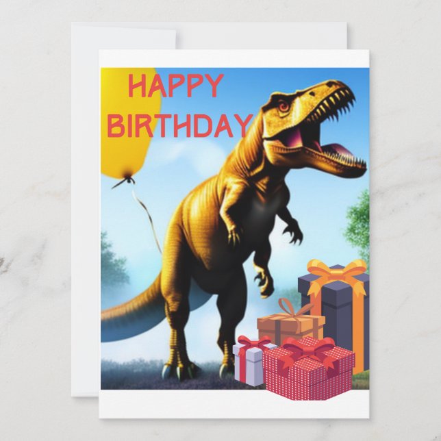Joyeux Anniversaire Tyrannosaurus Dinosaures Carte (Devant)