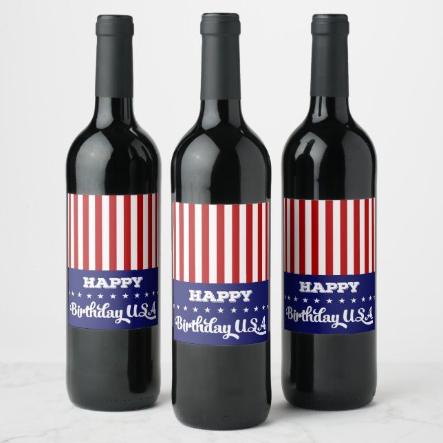 Joyeux anniversaire USA Wine Étiquette set (Bouteilles)