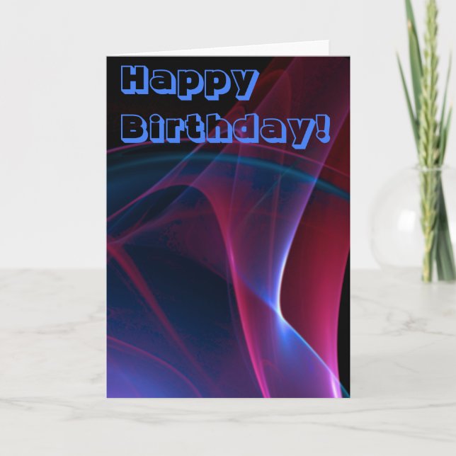 Joyeux Anniversaire Violet Bleu Abstrait Modèle Vi (Devant)
