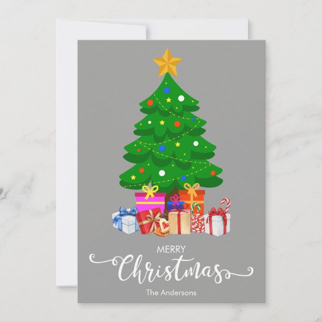Joyeux Arbre De Noël Et Présente La Carte De Noël (Devant)