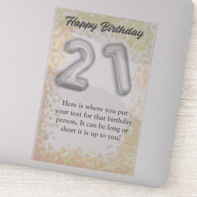 Joyeux autocollant de 21 ans (Détail)