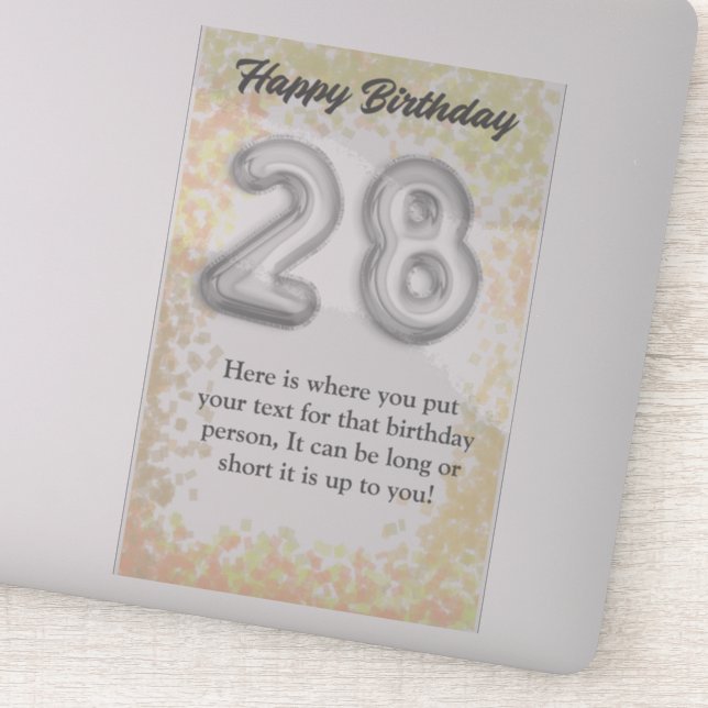 Joyeux autocollant de 28 ans (Détail)