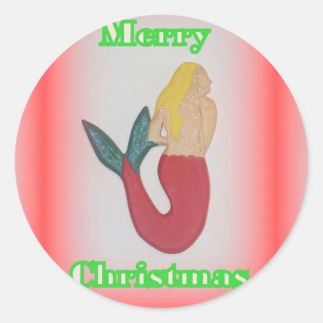 Joyeux autocollant de sirène blonde de Noël (Devant)