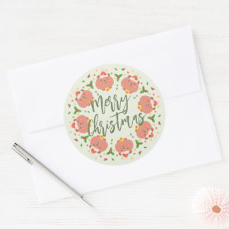 Joyeux autocollant rond Noël