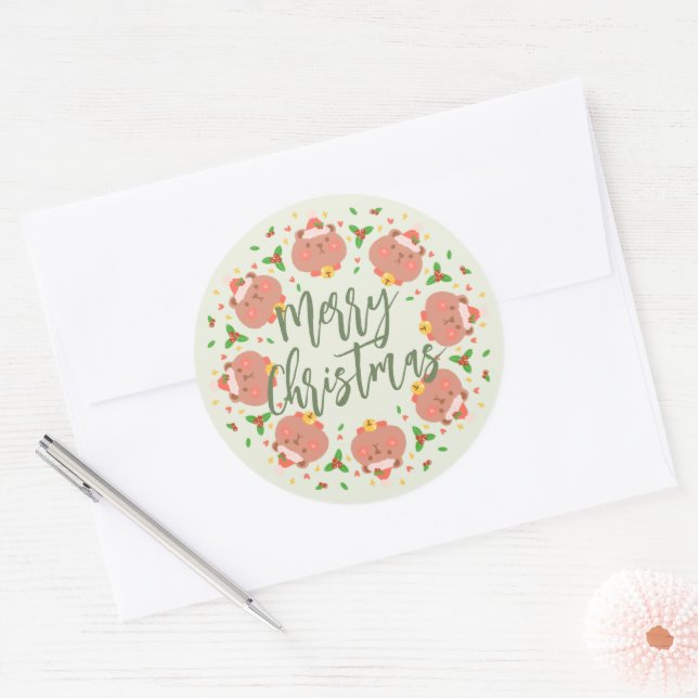 Joyeux autocollant rond Noël (Enveloppe)