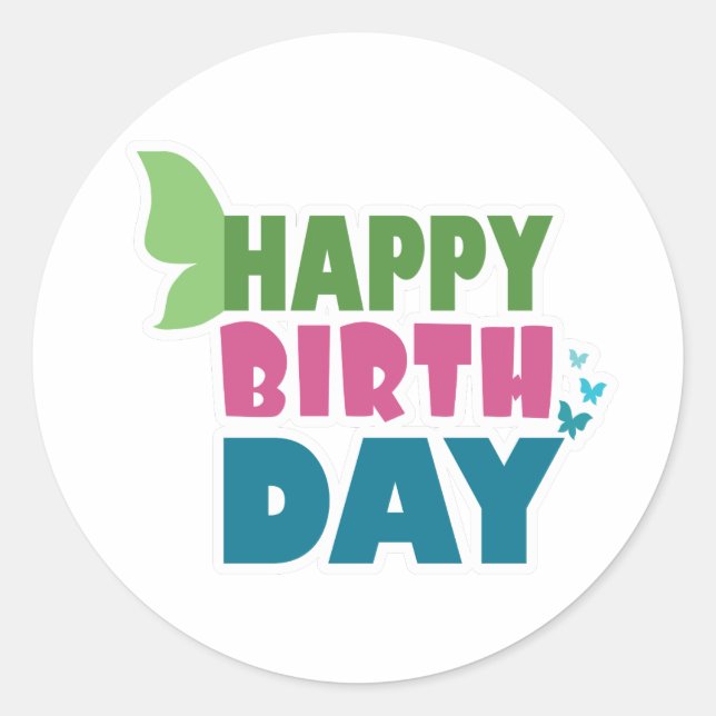 Joyeux autocollants papillon d'anniversaire (Devant)