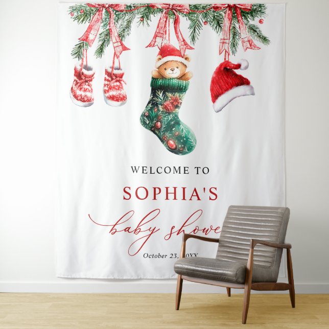 Joyeux Baby shower de Noël Tapisserie (En situation)