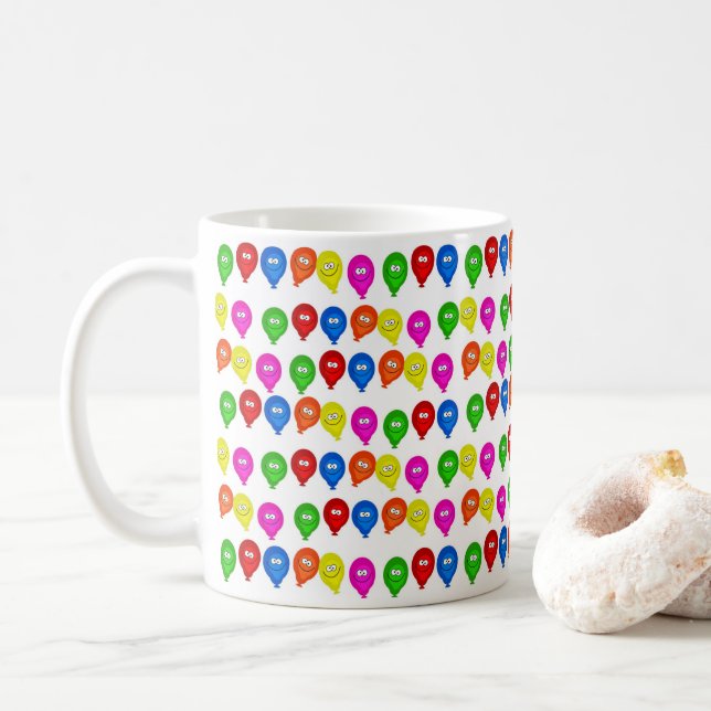 Joyeux Ballons colorés de Mug d'anniversaire (Avec donut)