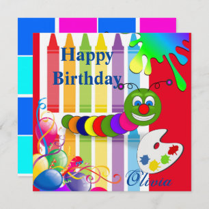 Joyeux Balloons Invitation Carte Worm Anniversaire