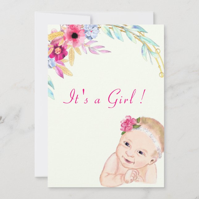 Joyeux bébé fille douche Invitation Concevoir votr (Dos)