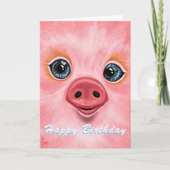 Joyeux bébé porc carte d'anniversaire drôle (Devant)