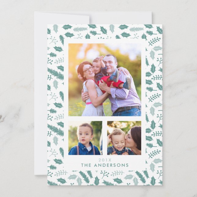 Joyeux Berry 3 Photo Carte verte de Noël (Devant)