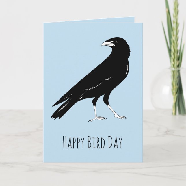 Joyeux Bird Day Corbeau carte d'anniversaire (Devant)