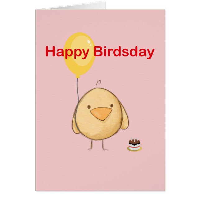 Joyeux Birdsday Bird Theme Birthday Greeting Card (Devant)