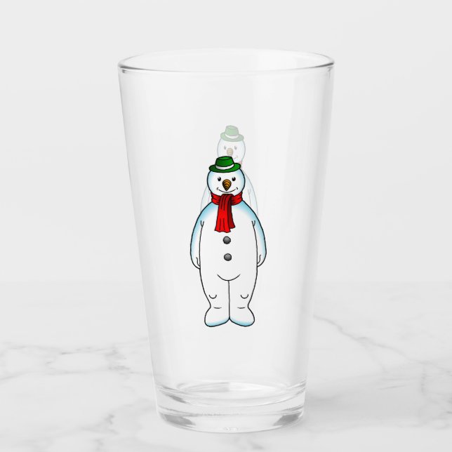 Joyeux bonhomme de neige sur un tombeur en verre d (Devant)