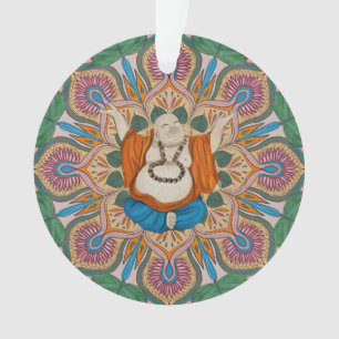 Joyeux Bouddha Souriant Bodhi Leaf Mandala