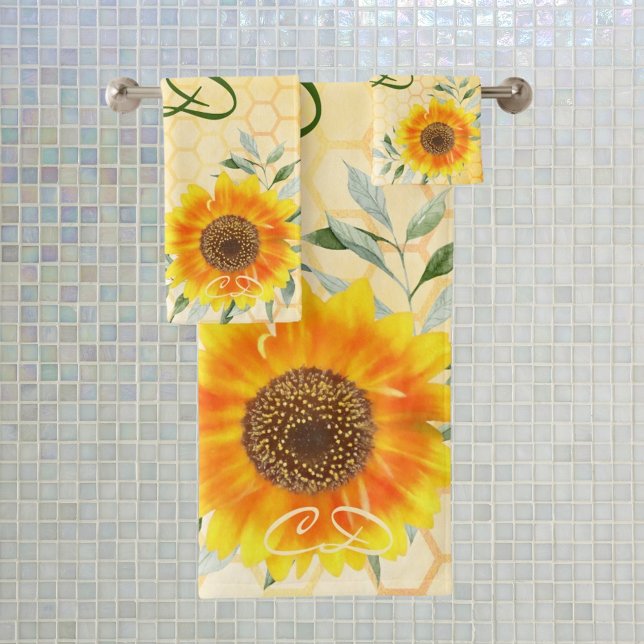 Joyeux bourdon abeilles jaune tournesol monogramme (Créateur téléchargé)