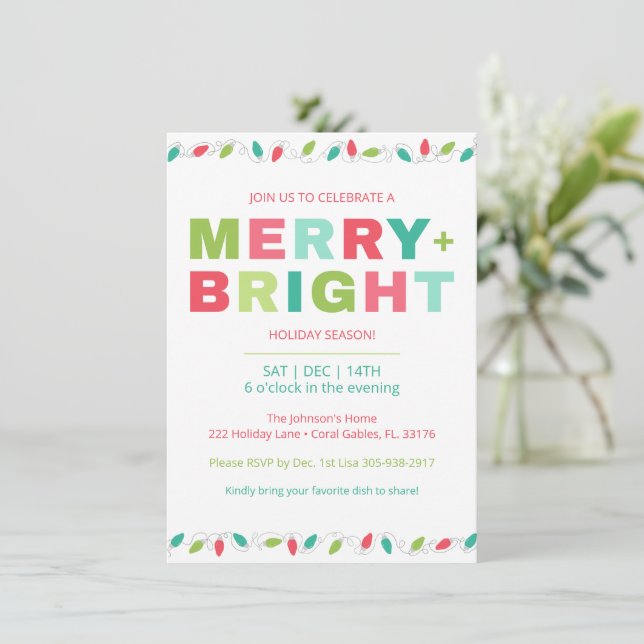 Joyeux + Bright Christmas Party Invitation (Debout devant)