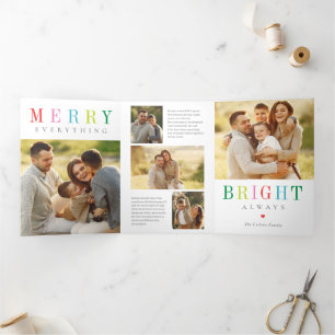 Joyeux Bright EDITABLE COULEUR Triple Carte de vac