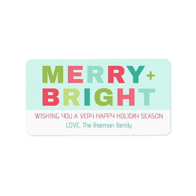 Joyeux + Bright Pastel Étiquette cadeau de vacance (Devant)