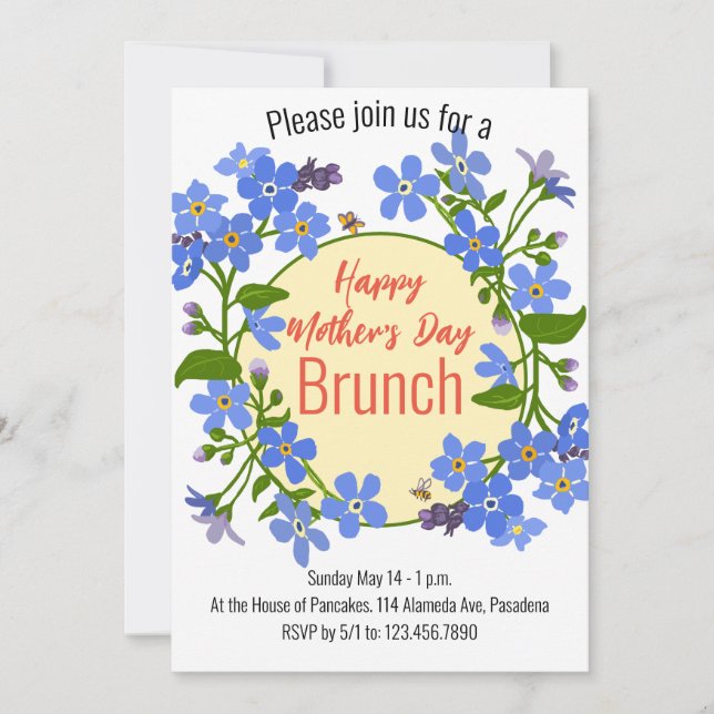 Joyeux brunch Fête des Mères Invitation florale (Devant)