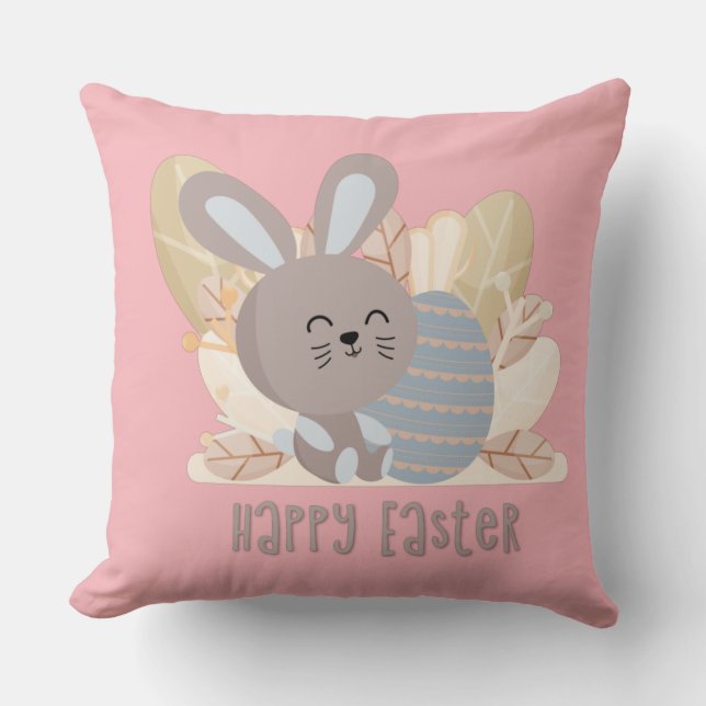 Joyeux Bunny Peach Polka Coussin (Recto)
