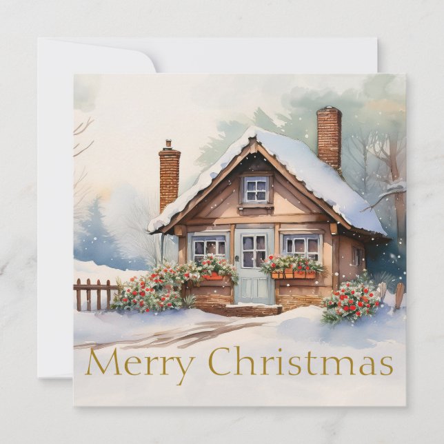 Joyeux Cabine de Noël dans un paysage enneigé (Devant)