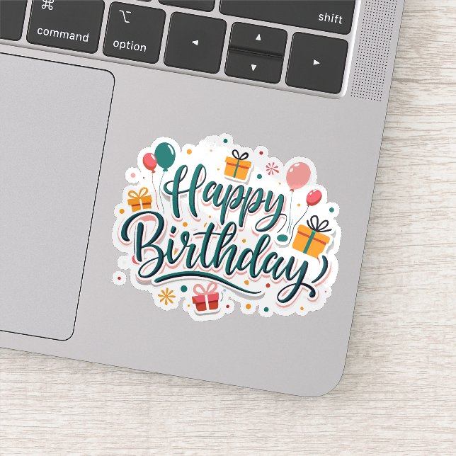 Joyeux cadeau d'anniversaire autocollant (Détail)