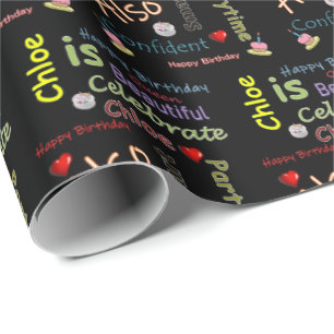 Joyeux cadeau d'anniversaire emballage papier Chlo