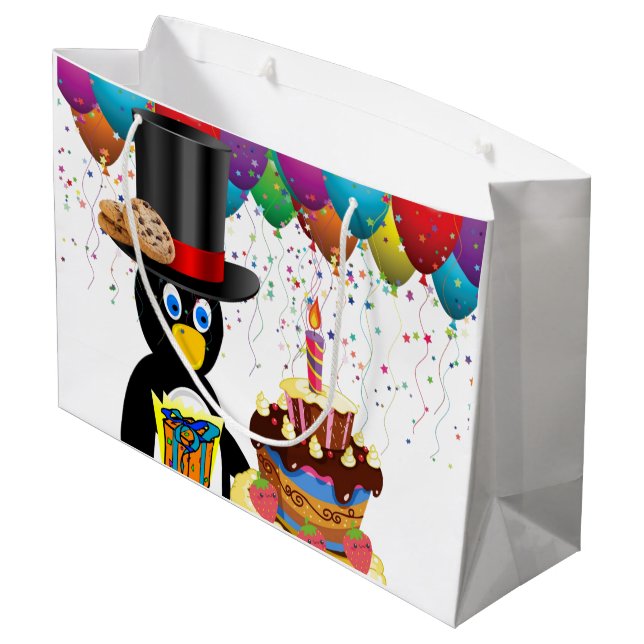 Joyeux cadeau d'anniversaire Pingouin sac cadeau (Dos Angle)
