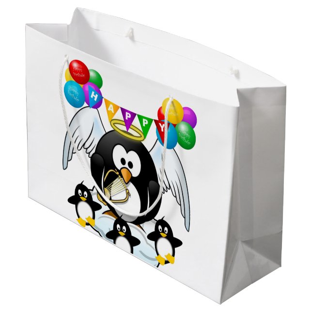 Joyeux cadeau d'anniversaire Pingouin sac cadeau (Dos Angle)