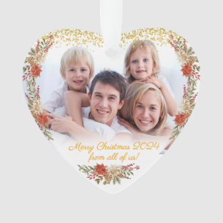 Joyeux cadeau de Noël Famille Photo Coeur Ornament