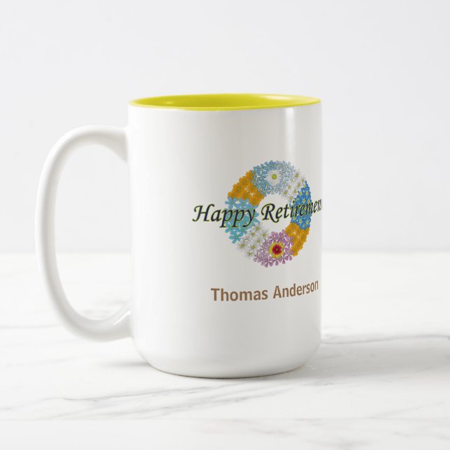 Joyeux cadeau de retraite à deux tons café Mug (Gauche)