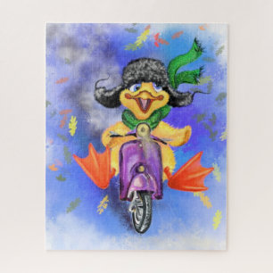 Joyeux canard avec Scooter Funny Puzzle