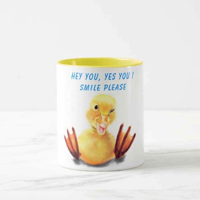 Joyeux Canard Jaune Drôle Mug - Texte personnalisé (Centre)