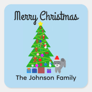 Joyeux caniche gris Noël #5 Stickers