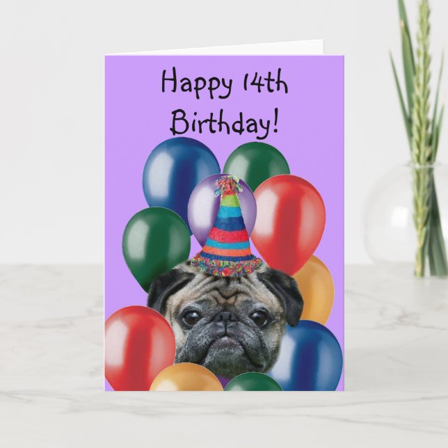 Joyeux carlin d'anniversaire chien carte de voeux (Devant)